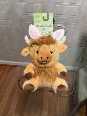 Brand New Giftable Easter Ball Head Cow Very Solf Dog  Squeaker  12”